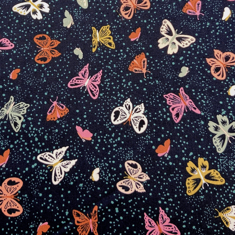 Butterflies Navy | Songbook a New Page | Quilting Cotton