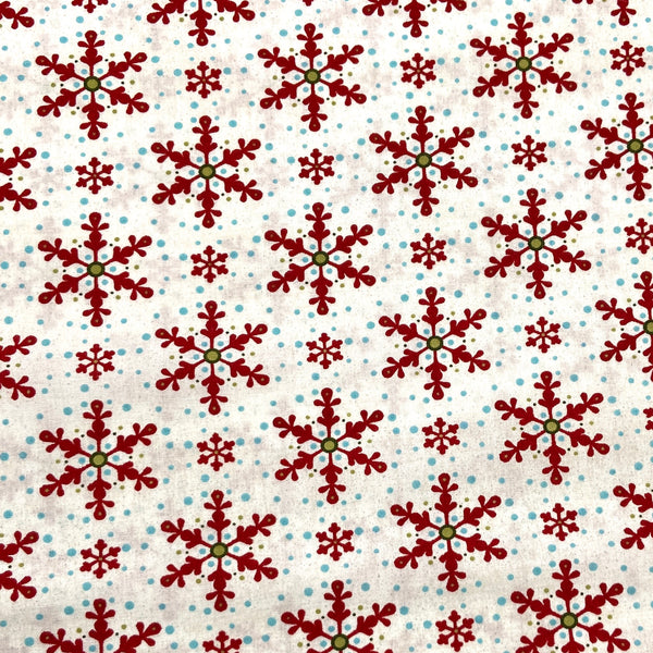 Snowflakes White | Peppermint Bark | Quilting Cotton