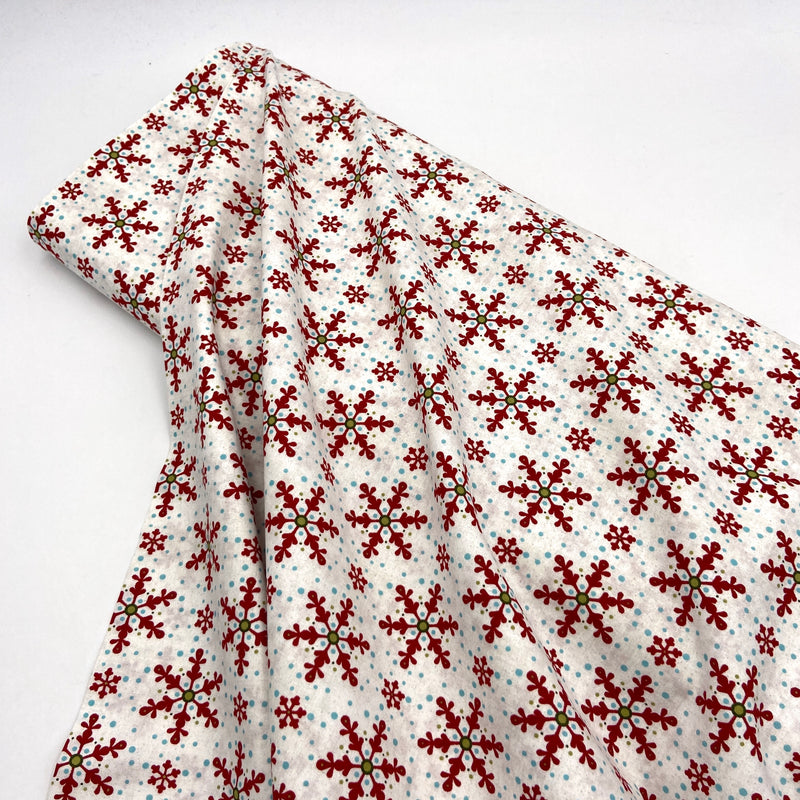 Snowflakes White | Peppermint Bark | Quilting Cotton