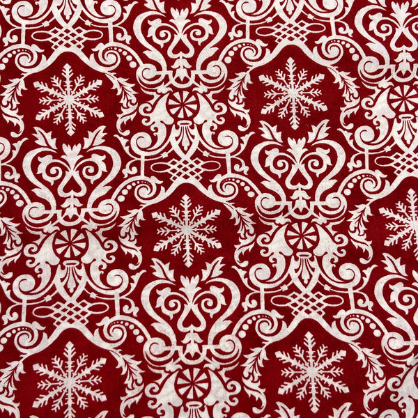 Christmas Damask Red | Peppermint Bark | Quilting Cotton