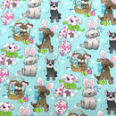 Easter Pups Blue | Quilting Cotton