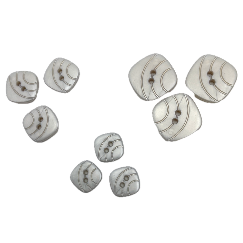 1/2" or 5/8" or 3/4" Groovy Square | Plastic Buttons | Choose Your Size