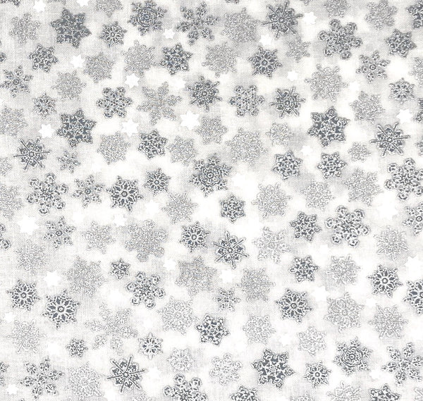 Snowflakes Silver | Holiday Charms | Quilting Cotton