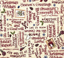 Light Khaki Script | Postcard Christmas | Quilting Cotton