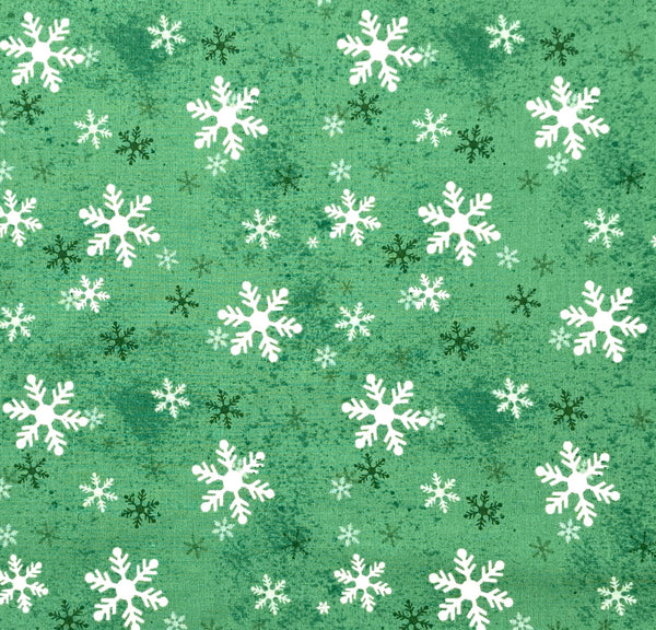 Green Snowflakes | Postcard Christmas | Quilting Cotton