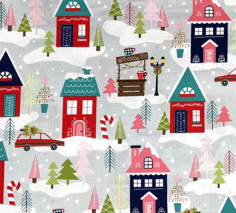 Christmas Neighborhood Grey | Cup of Cheer | Quilting Cotton