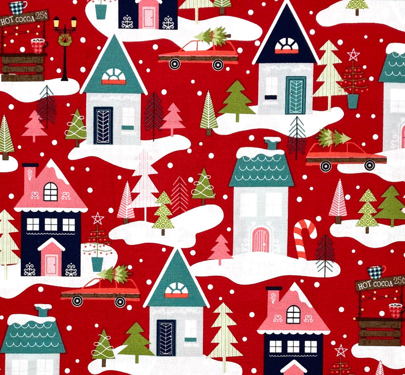 Christmas Neighborhood Red | Cup of Cheer | Quilting Cotton