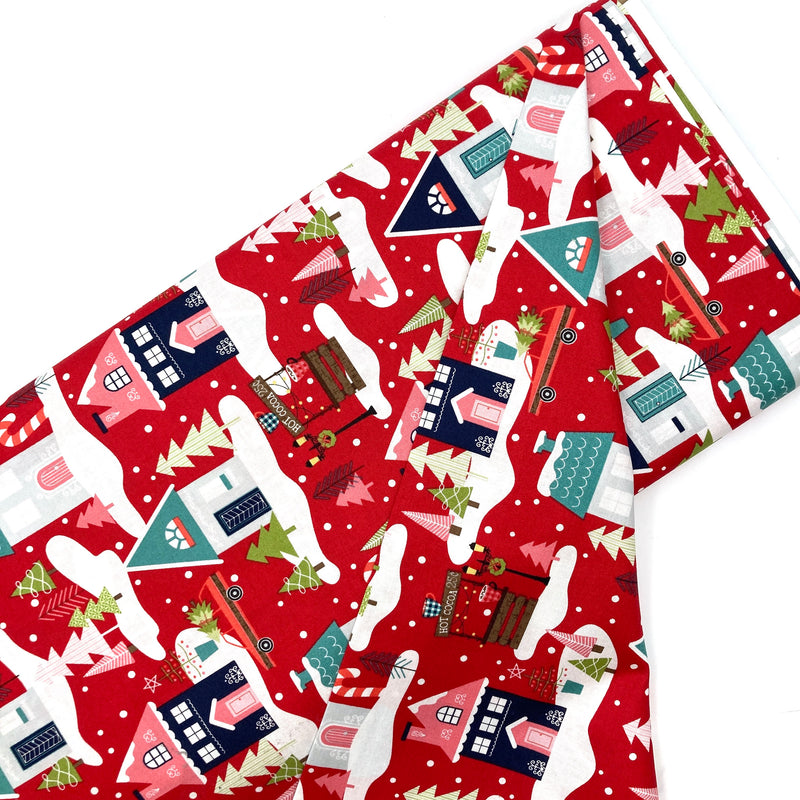 Christmas Neighborhood Red | Cup of Cheer | Quilting Cotton