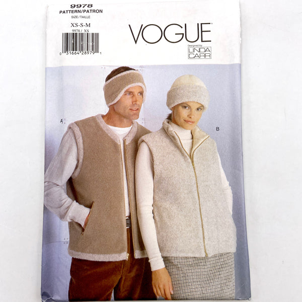 Vogue 9978 | Linda Carr | Unisex Vest, Hat & Headband | Size XS - M
