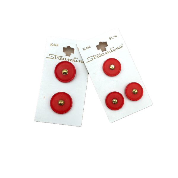11/16" or 7/8" Red Facet | Vintage Plastic Buttons | Choose Your Size