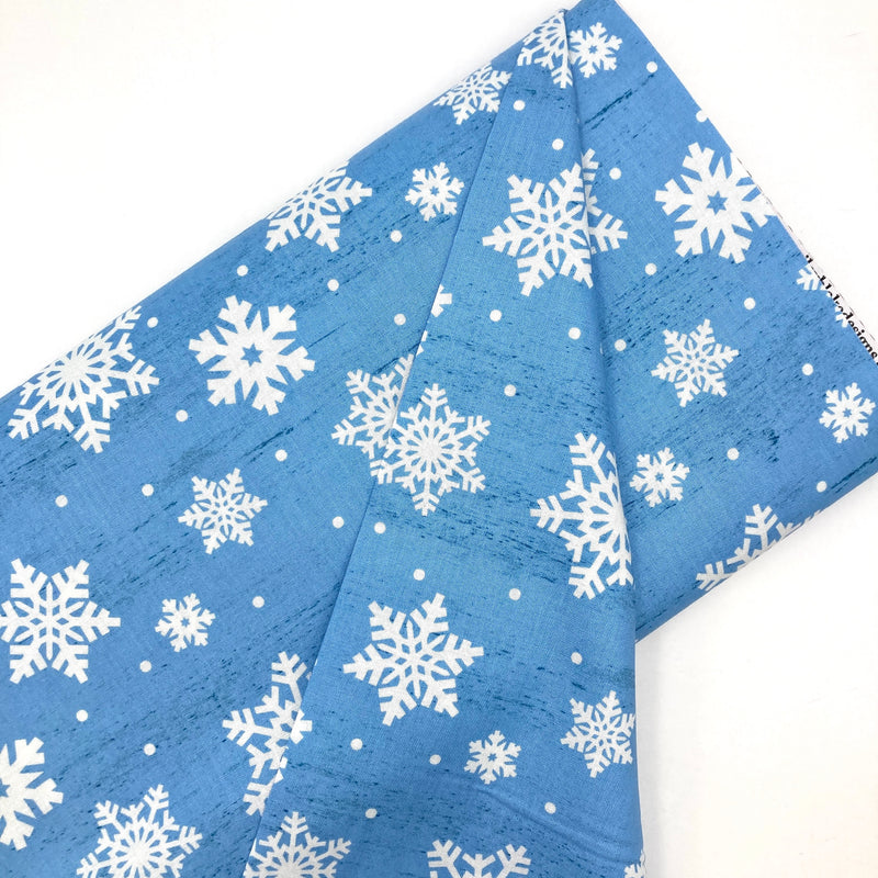 January Snowflakes Sky Blue | Monthly Placemats | Quilting Cotton