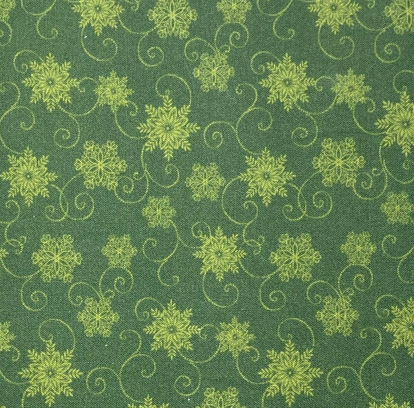 Seasonal Snowflakes Dark Green | Joy of the Season | Quilting Cotton