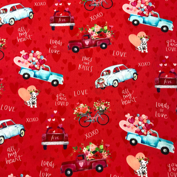 Flower Truck Red | XOXO | Quilting Cotton