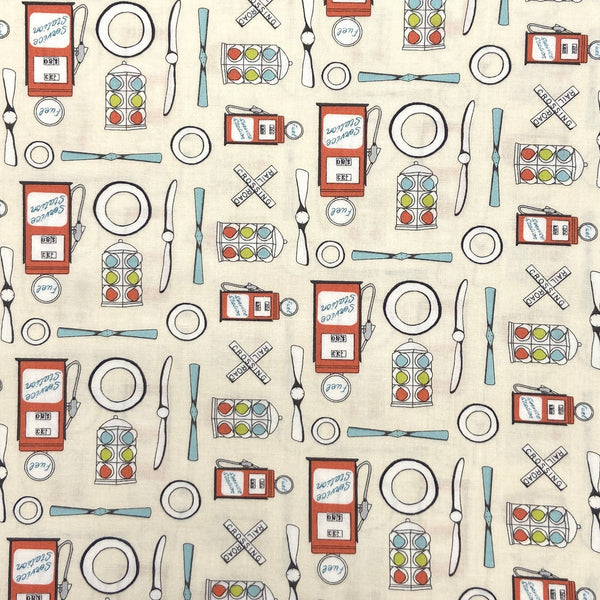 Gas Station Cream | Mighty Machines | Quilting Cotton