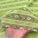 Peridot | Metallic Rayon Blend Lace | Sheer Fabric