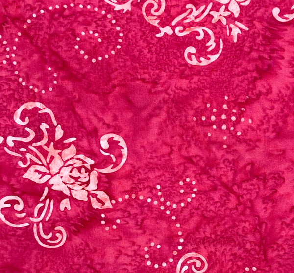 Dark Pink with Light Pink Roses | Banyan Batiks Rose Parade | Quilting Cotton