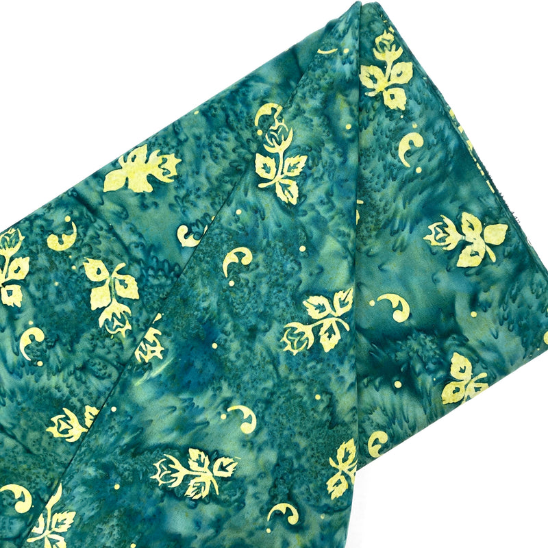 Forest Green with Light Green Roses | Banyan Batiks Rose Parade | Quilting Cotton