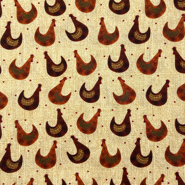 Farm Rooster Beige | Quilt Barn Prints | Quilting Cotton