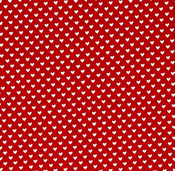Small White Hearts on Red | Flirt | Quilting Cotton