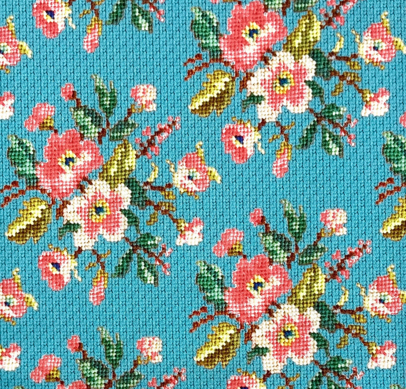 Needlepoint Floral Blue | Leather Lace and Amazing Grace | Quilting Cotton