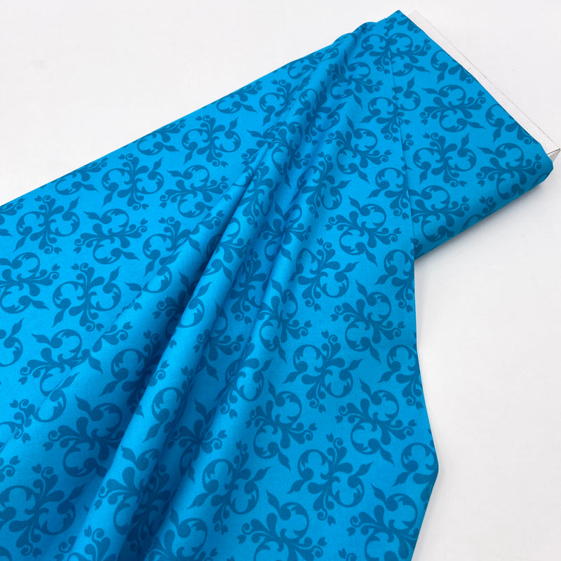 Scroll Blue | Steampunk Stitchery | Quilting Cotton