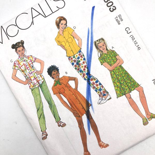 McCall's 8803 | Kids' Dress and Shirt in Two Lengths and Pants | Sizes 10-12-14