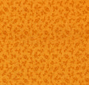 Dark orange sprigs, branches and flowers on a medium orange background.