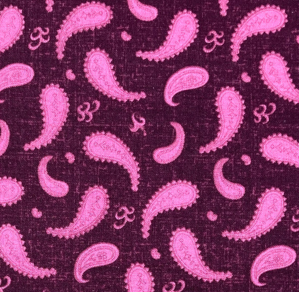 Light magenta paisley and abstract designs on a dark reddish purple background.