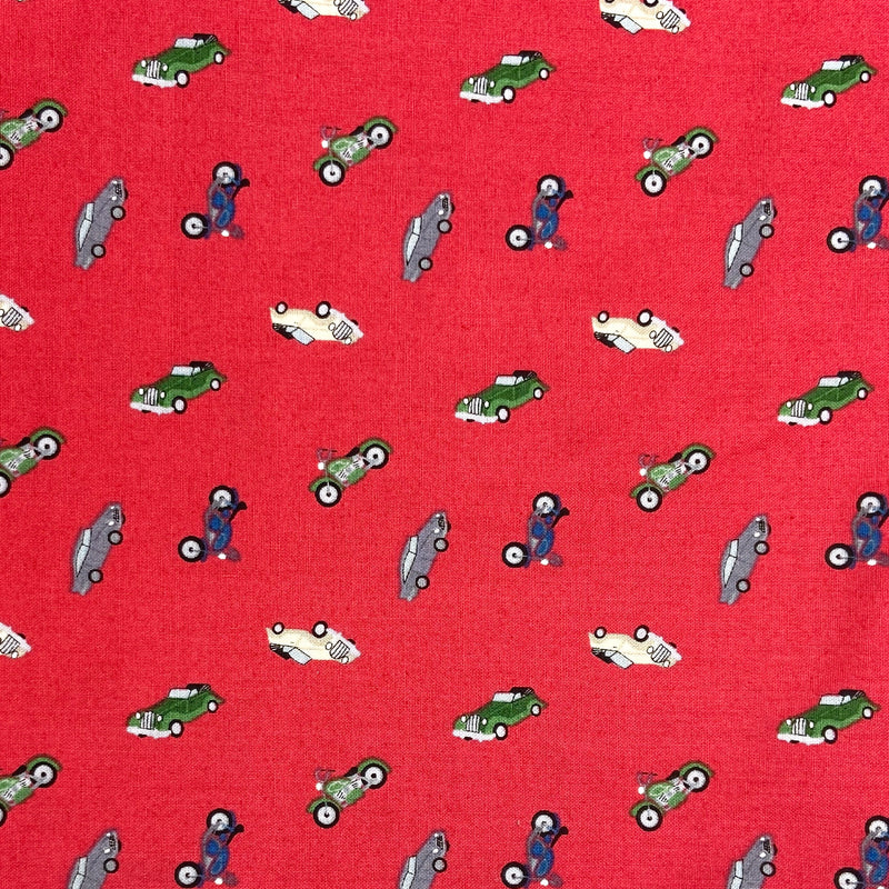 Tiny Vroom Red | Small Things Move | Quilting Cotton