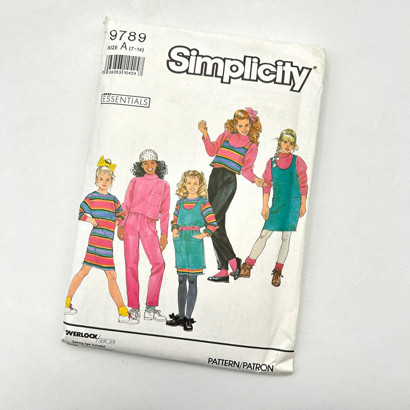 Simplicity 9789 | Kids' Knit Pants, Dress, Top, Jumper | Size 7-14