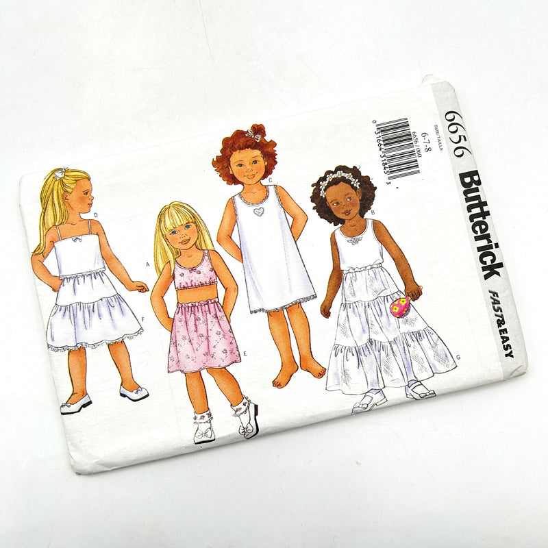 Butterick 6656 | Kids' Top, Camisole, Dress | Size 6-8