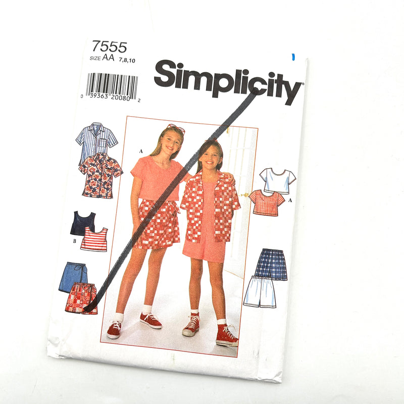 Simplicity 7555 | Kids' Top, Shirt, Shorts | Size 7-10