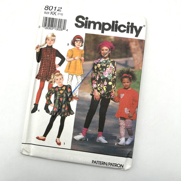 Simplicity 8012 | Kids' Tops and Leggings | Size 7-12