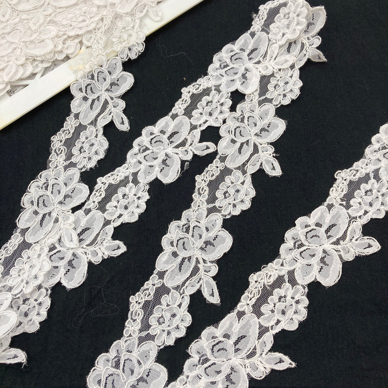 2.5" Rosemary | Embroidered Mesh Corded Lace