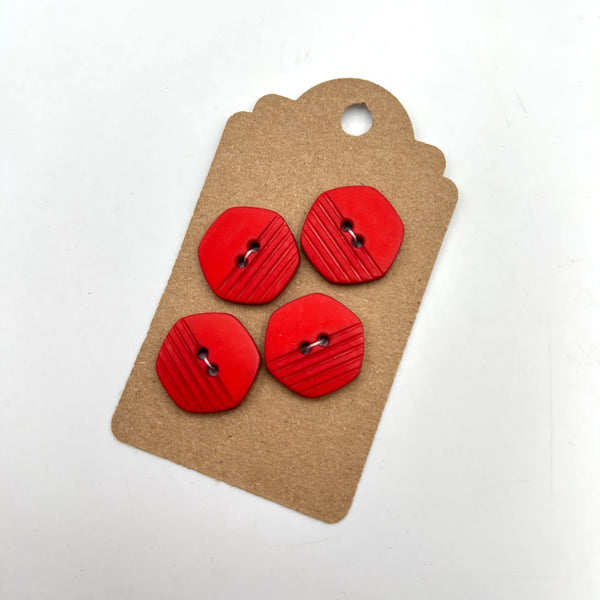 3/4" Red Line | Plastic Buttons | Set of 4