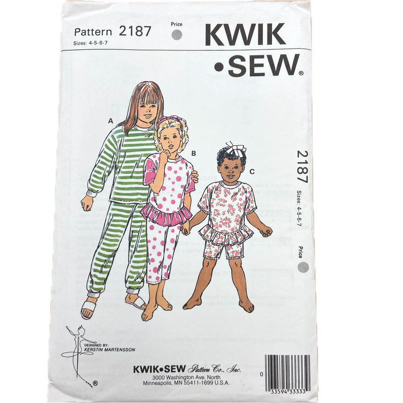 Kwik Sew 2187 | Kid's Pajamas | Size 4-7