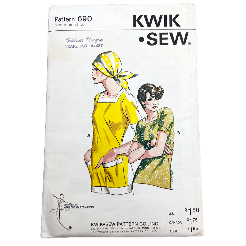 Kwik Sew 690 | Shirt with Square Neckline | Size 14-20