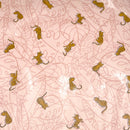 Leafy Keen Cats Pink | PUL Fabric | Polyurethane Laminate | Laminated on the FRONT