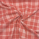 Red and white checkered fabric with a swirl pattern