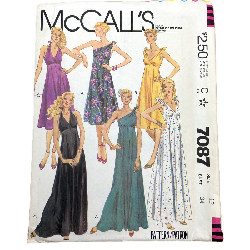 McCall's 7087 | Misses' and Junior Petite's Dress | Size 12, Bust 34"