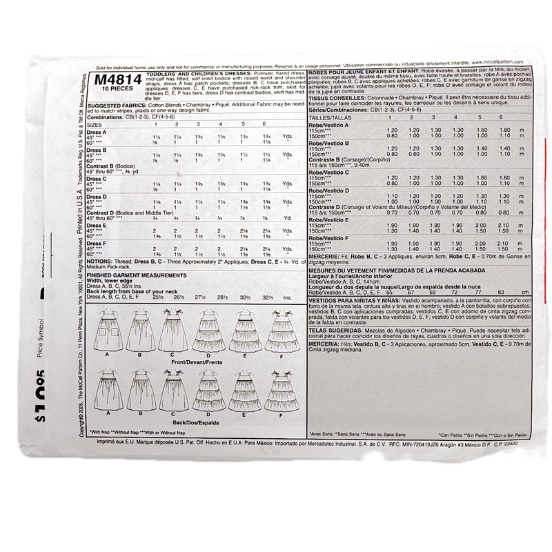 McCall's M4814 | Kid's Sundress | Size 4-6