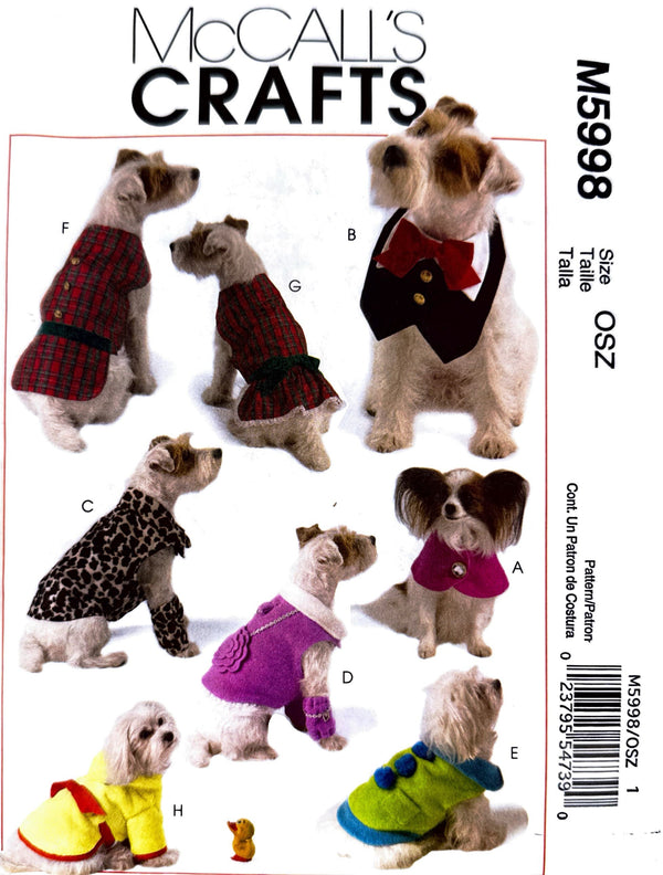McCall's M5998 | Dog Costumes | Sizes OSZ One Size
