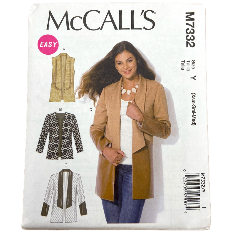 McCall's M7332 | Adult Vest and Jacket | Size XS-Med, 4-14