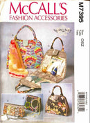 McCall's fashion accessories pattern with handbags on a gray background
