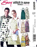 Easy Stitch 'n Save McCall's M4903 | Misses' and Men's Aprons | Size Sm-XL