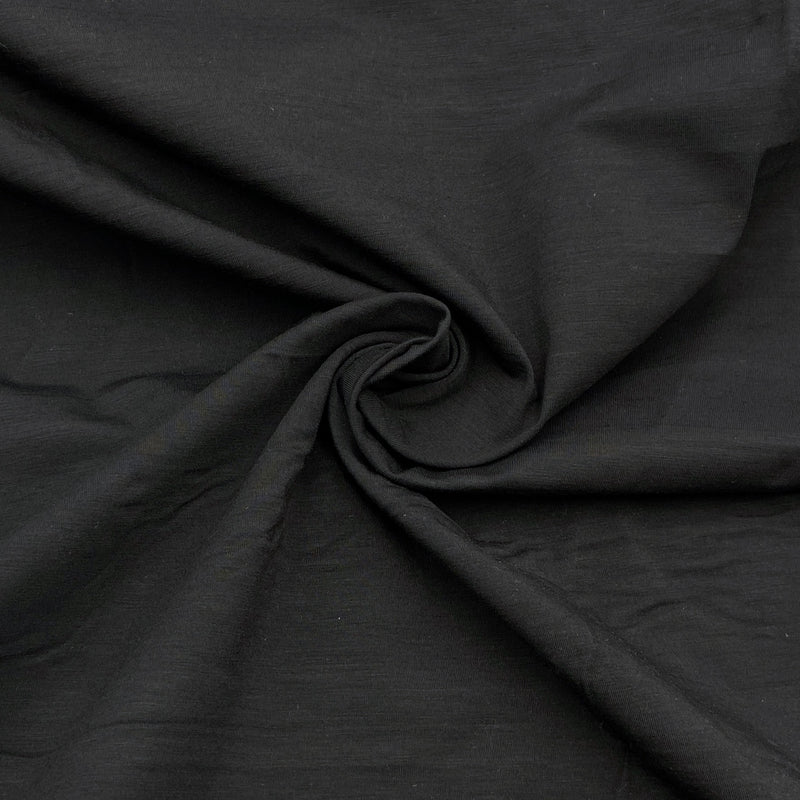 Black brushed stretch fleece fabric