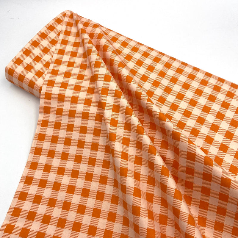 Orange check quilting fabric