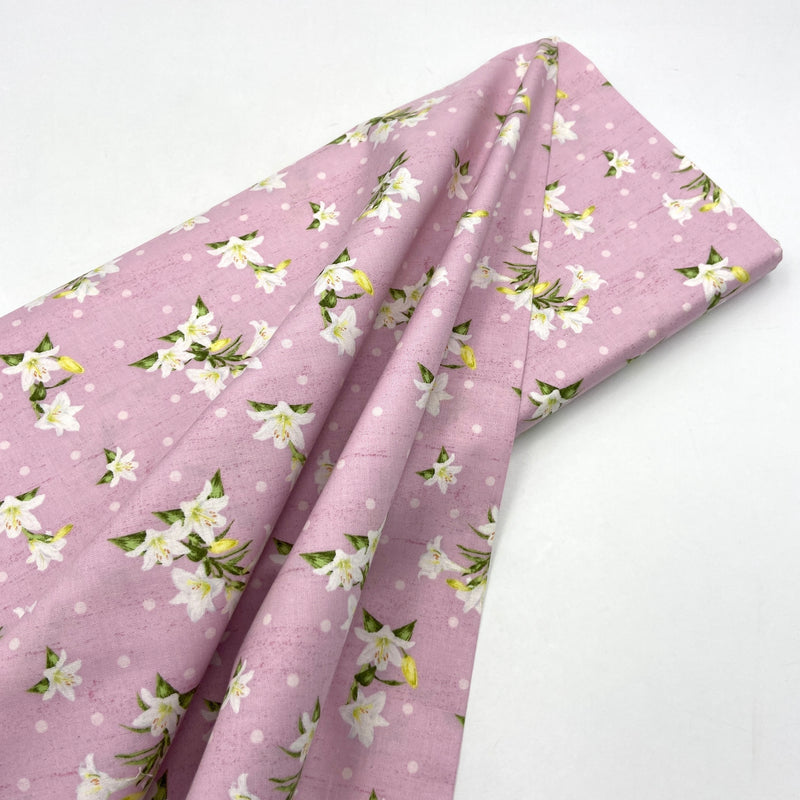 April Lily Toss Pink | Monthly Placemats | Quilting Cotton