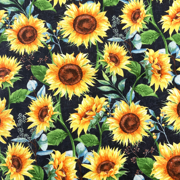 Big Sunflowers Black | Sundance Meadow | Quilting Cotton