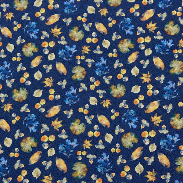 Leaf Toss Navy | A Flutter of Leaves | Quilting Cotton